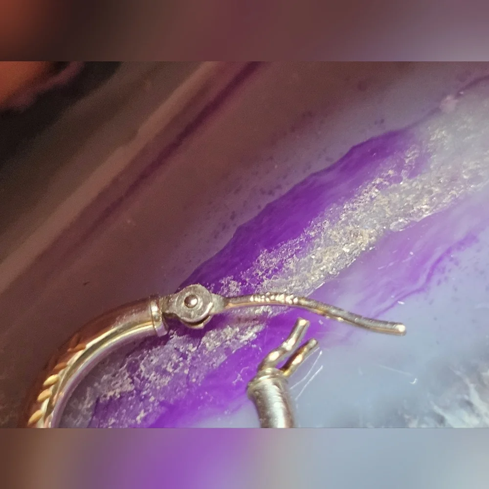 14k Gold Oracle Two-Tone Hoops - Picture 4 of 8